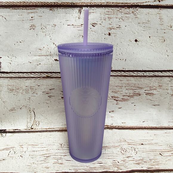 STARBUCKS 2023 Lilac Purple Iridescent Striped Venti Tumbler - Picture 1 of 5